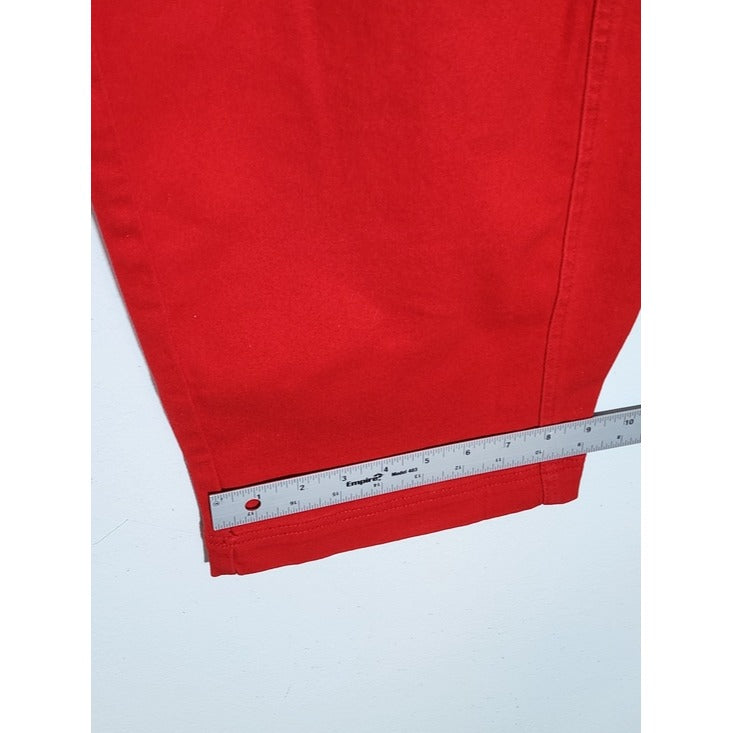 Free Assembly Red Cropped Utility Carpenter Barrel Jeans Size 16