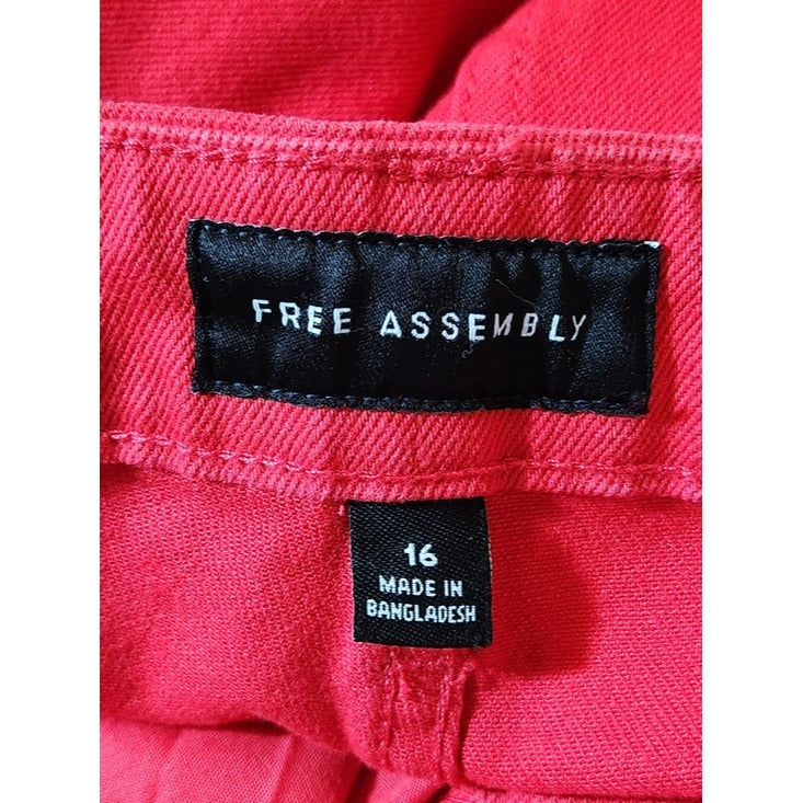 Free Assembly Red Cropped Utility Carpenter Barrel Jeans Size 16