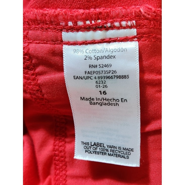 Free Assembly Red Cropped Utility Carpenter Barrel Jeans Size 16