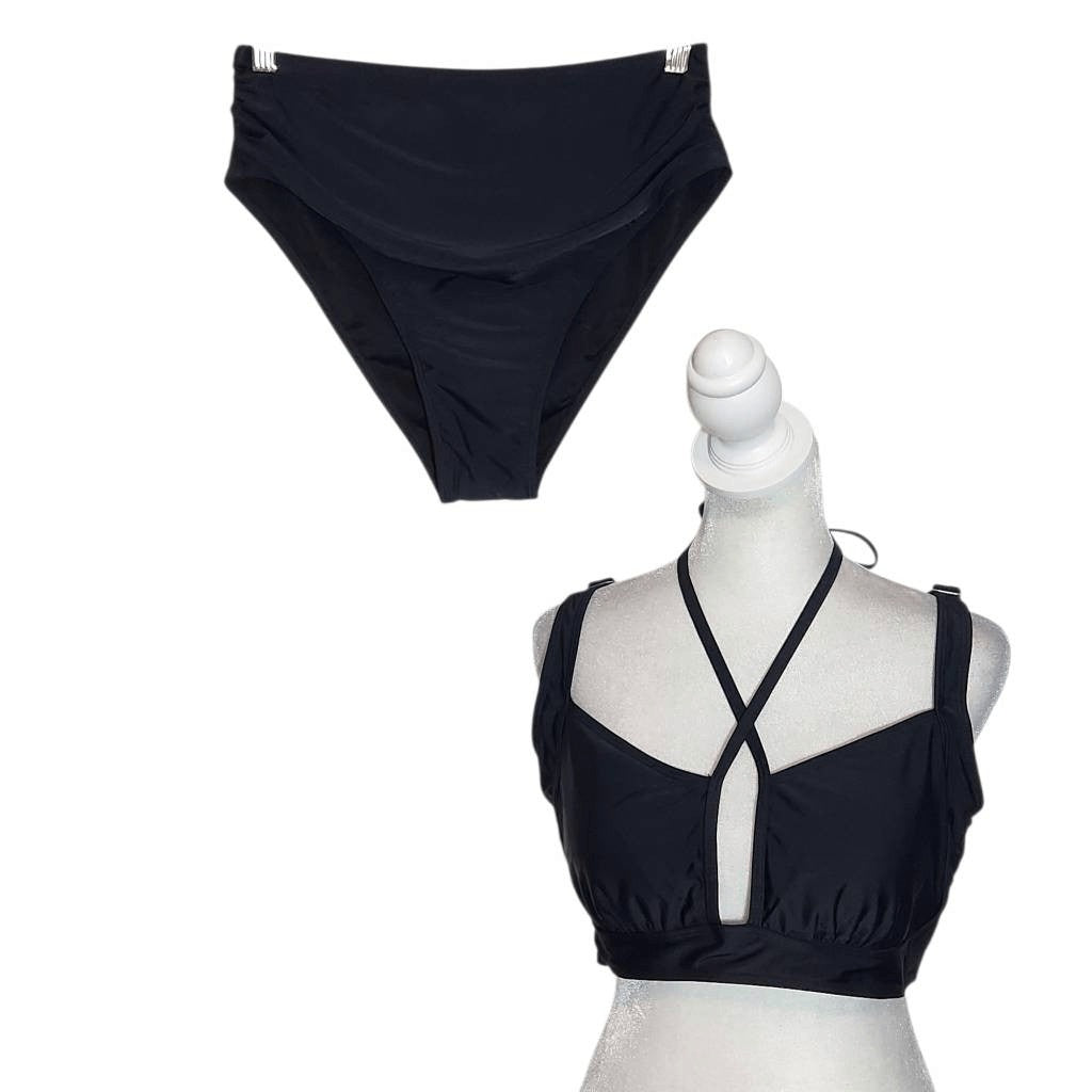 Zaful Black Bikini with High Waist Bottoms NWT Size Large