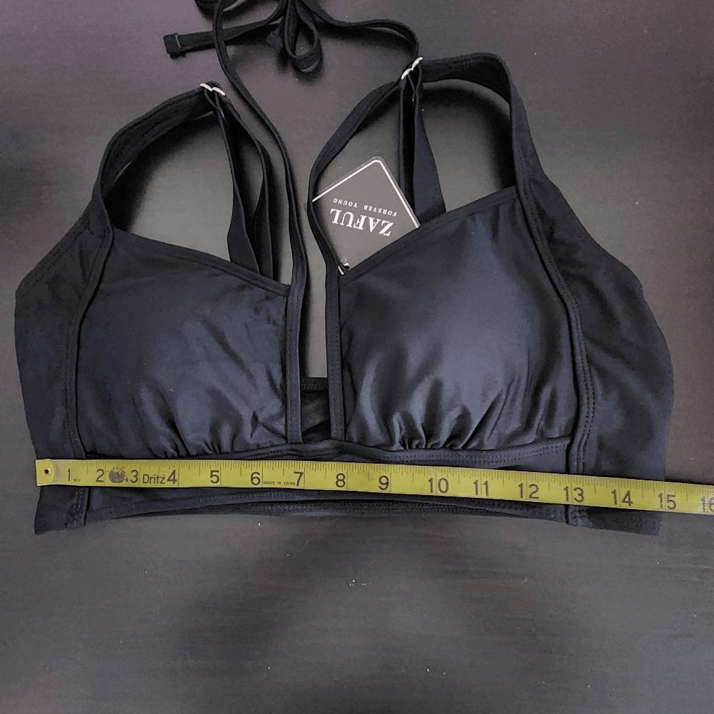 Zaful Black Bikini with High Waist Bottoms NWT Size Large