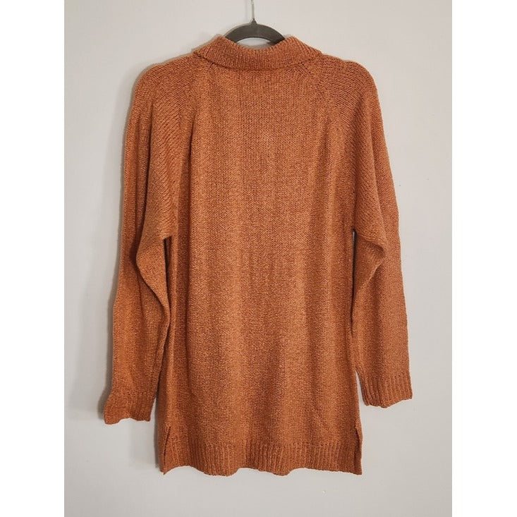 Sauci Orange Knit Sweater Tunic with Faux Pearl Buttons Size Large