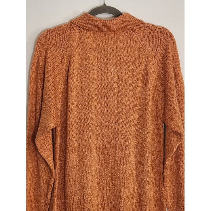 Sauci Orange Knit Sweater Tunic with Faux Pearl Buttons Size Large