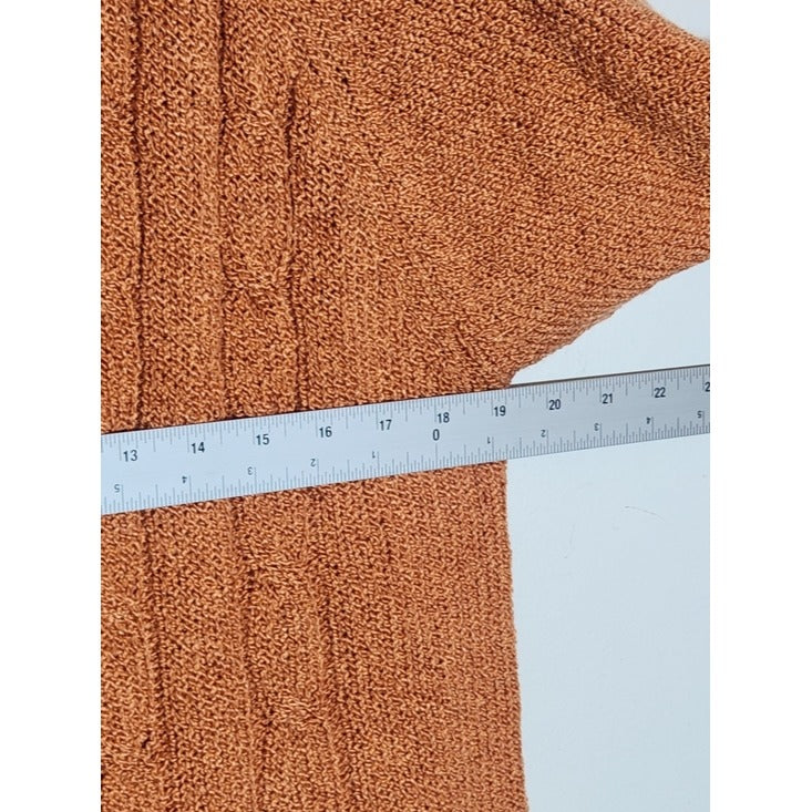 Sauci Orange Knit Sweater Tunic with Faux Pearl Buttons Size Large