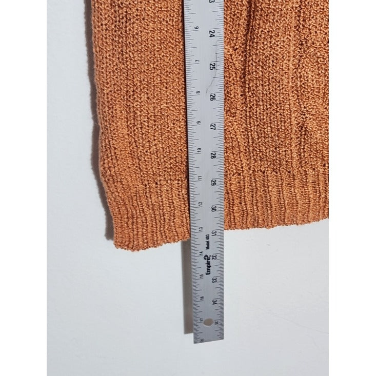 Sauci Orange Knit Sweater Tunic with Faux Pearl Buttons Size Large
