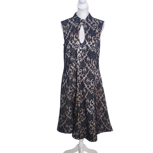 Jax Black Lace Keyhole Sleeveless A-Line Dress Size 12 NWT