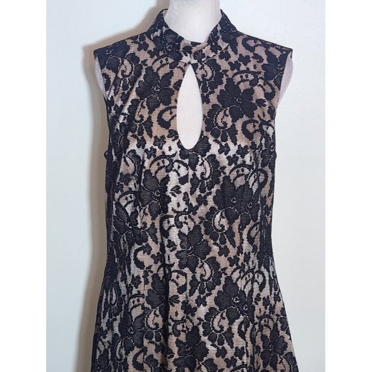 Jax Black Lace Keyhole Sleeveless A-Line Dress Size 12 NWT