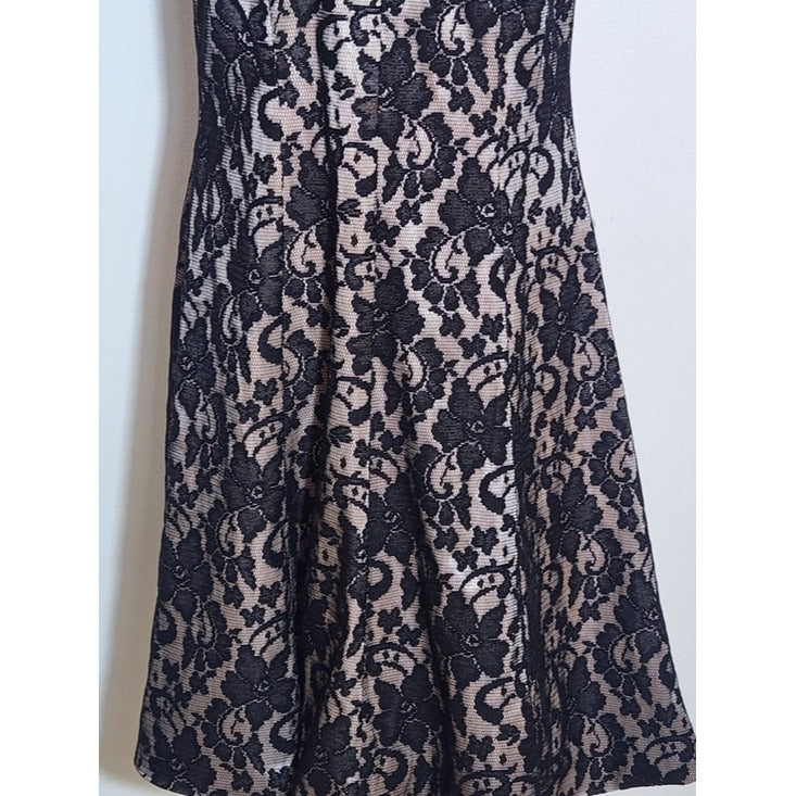 Jax Black Lace Keyhole Sleeveless A-Line Dress Size 12 NWT