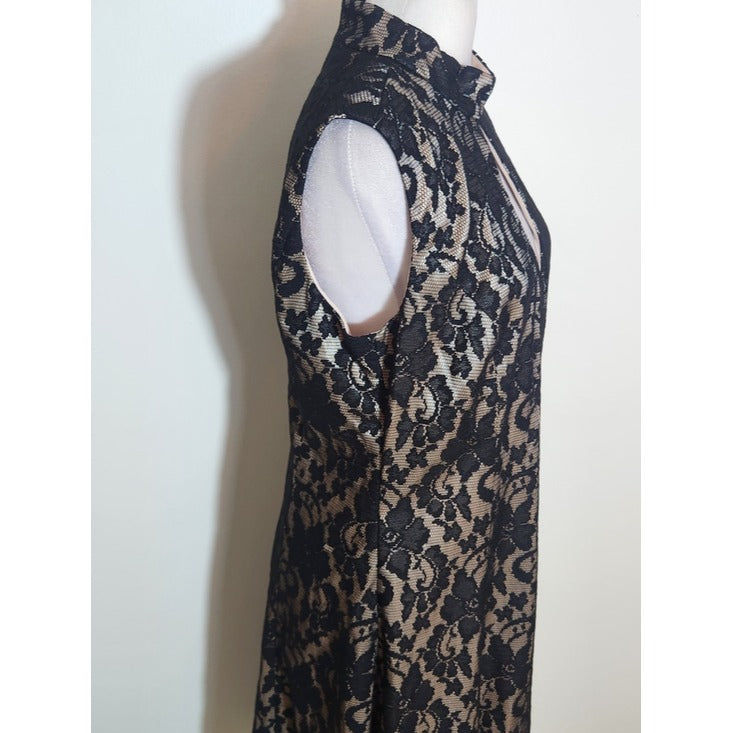 Jax Black Lace Keyhole Sleeveless A-Line Dress Size 12 NWT