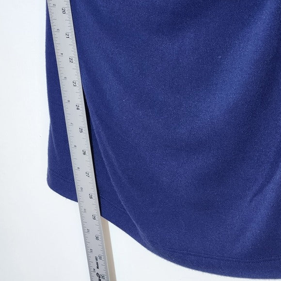 Nally & Millie Navy Blue Draped Neckline Top Size Medium NWT