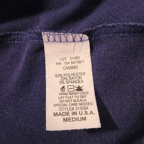 Nally & Millie Navy Blue Draped Neckline Top Size Medium NWT