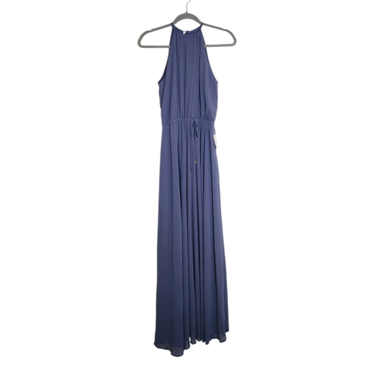 Lulus Sleeveless Maxi Slate Blue Formal Dress Size Small NWT Wedding Guest Dress