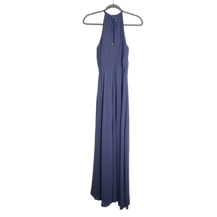 Lulus Sleeveless Maxi Slate Blue Formal Dress Size Small NWT Wedding Guest Dress