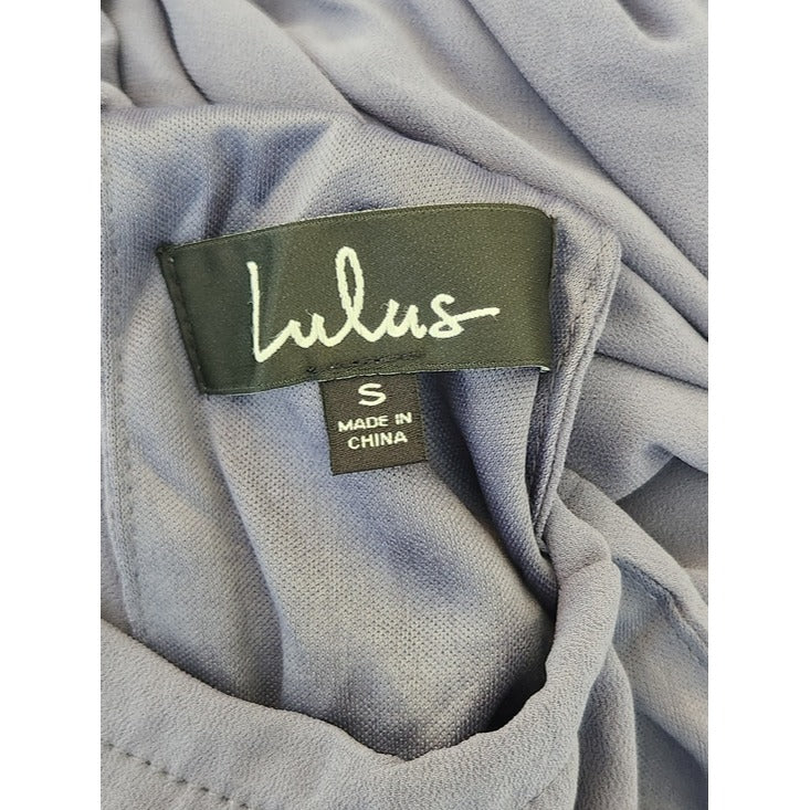 Lulus Sleeveless Maxi Slate Blue Formal Dress Size Small NWT Wedding Guest Dress