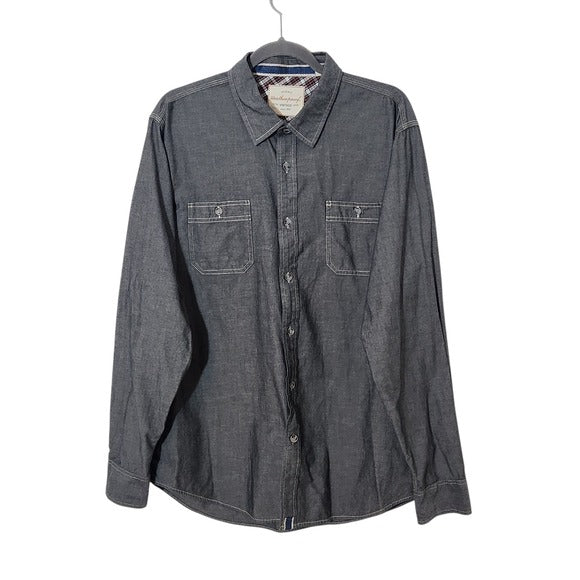 Weatherproof Vintage Men's Gray Button-Up Shirt Size XL Gray Button Down Shirt