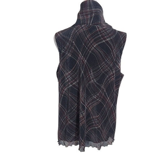 Liz Claiborne Charcoal Gray Plaid Sleeveless Cowl Neck Top NWT Size 16