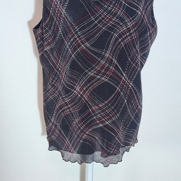 Liz Claiborne Charcoal Gray Plaid Sleeveless Cowl Neck Top NWT Size 16