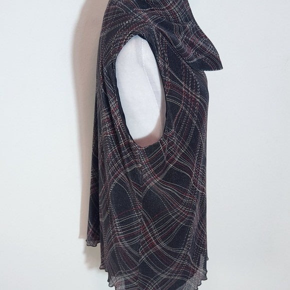 Liz Claiborne Charcoal Gray Plaid Sleeveless Cowl Neck Top NWT Size 16