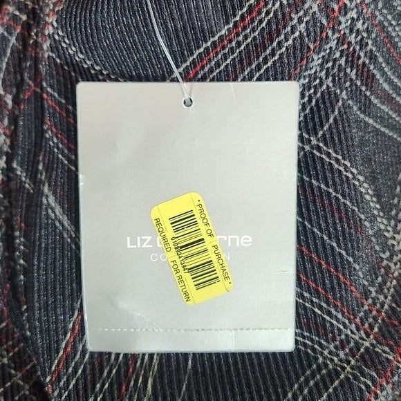 Liz Claiborne Charcoal Gray Plaid Sleeveless Cowl Neck Top NWT Size 16