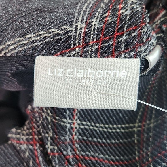 Liz Claiborne Charcoal Gray Plaid Sleeveless Cowl Neck Top NWT Size 16