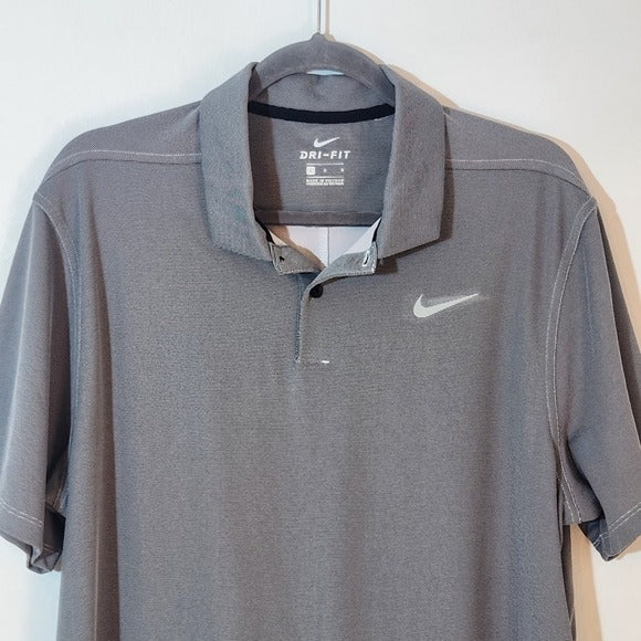 Nike Men's Gray Dri-Fit Polo Shirt Size Large