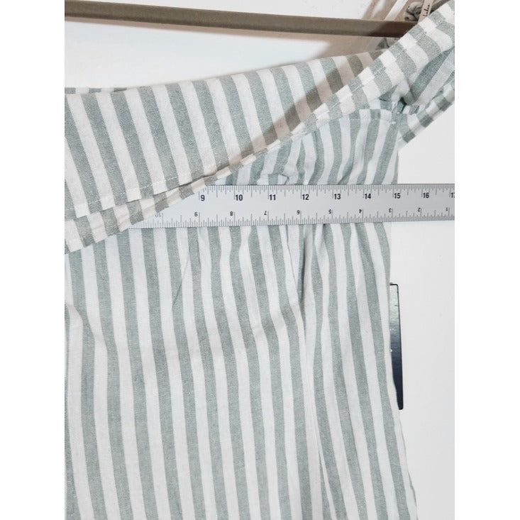 Lulus Sage Green and White Stripe Off the Shoulder Mini Dress Size XS NWT