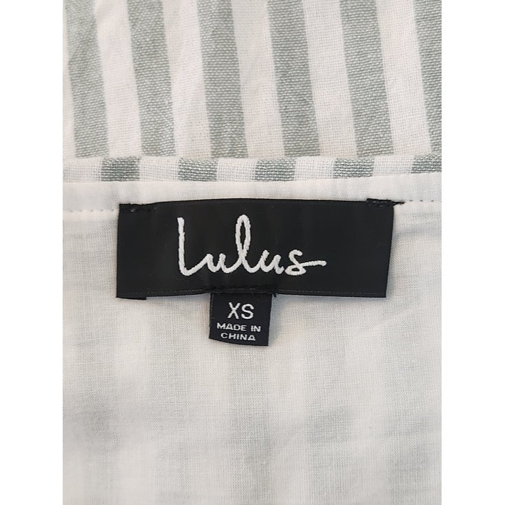 Lulus Sage Green and White Stripe Off the Shoulder Mini Dress Size XS NWT