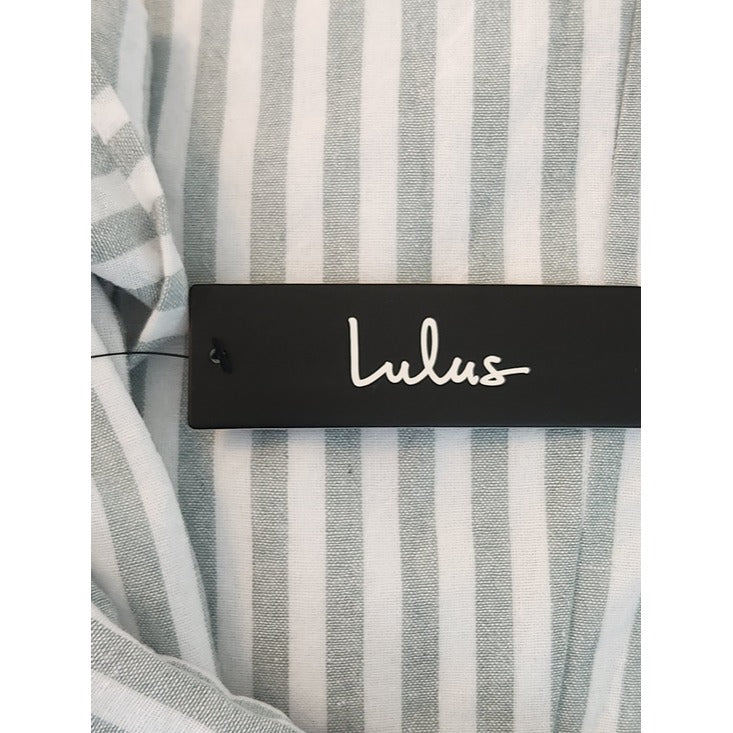 Lulus Sage Green and White Stripe Off the Shoulder Mini Dress Size XS NWT