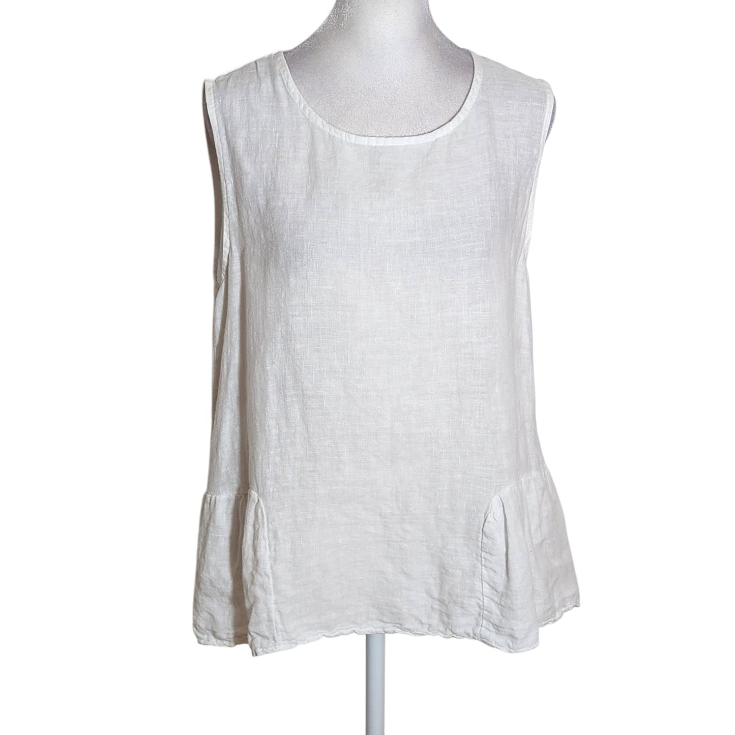 Francesca Bettini White Linen Sleeveless Blouse Size Small