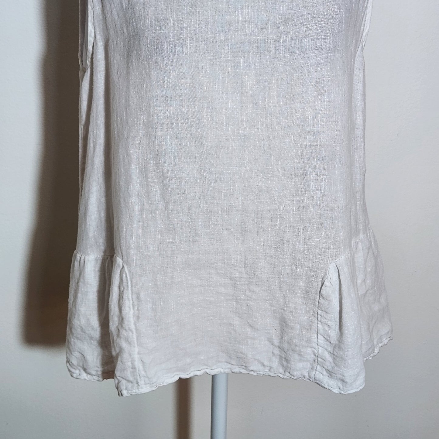 Francesca Bettini White Linen Sleeveless Blouse Size Small