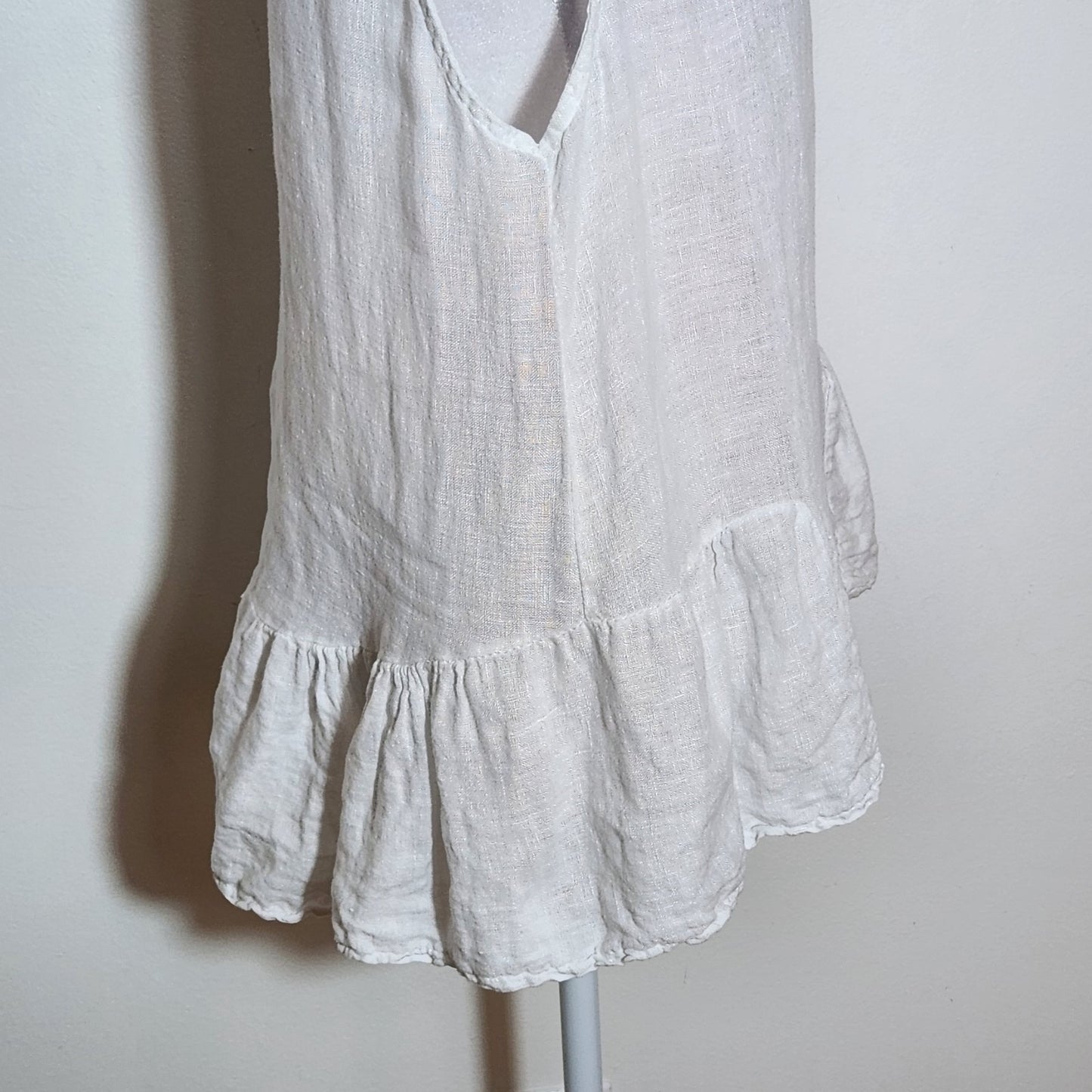 Francesca Bettini White Linen Sleeveless Blouse Size Small