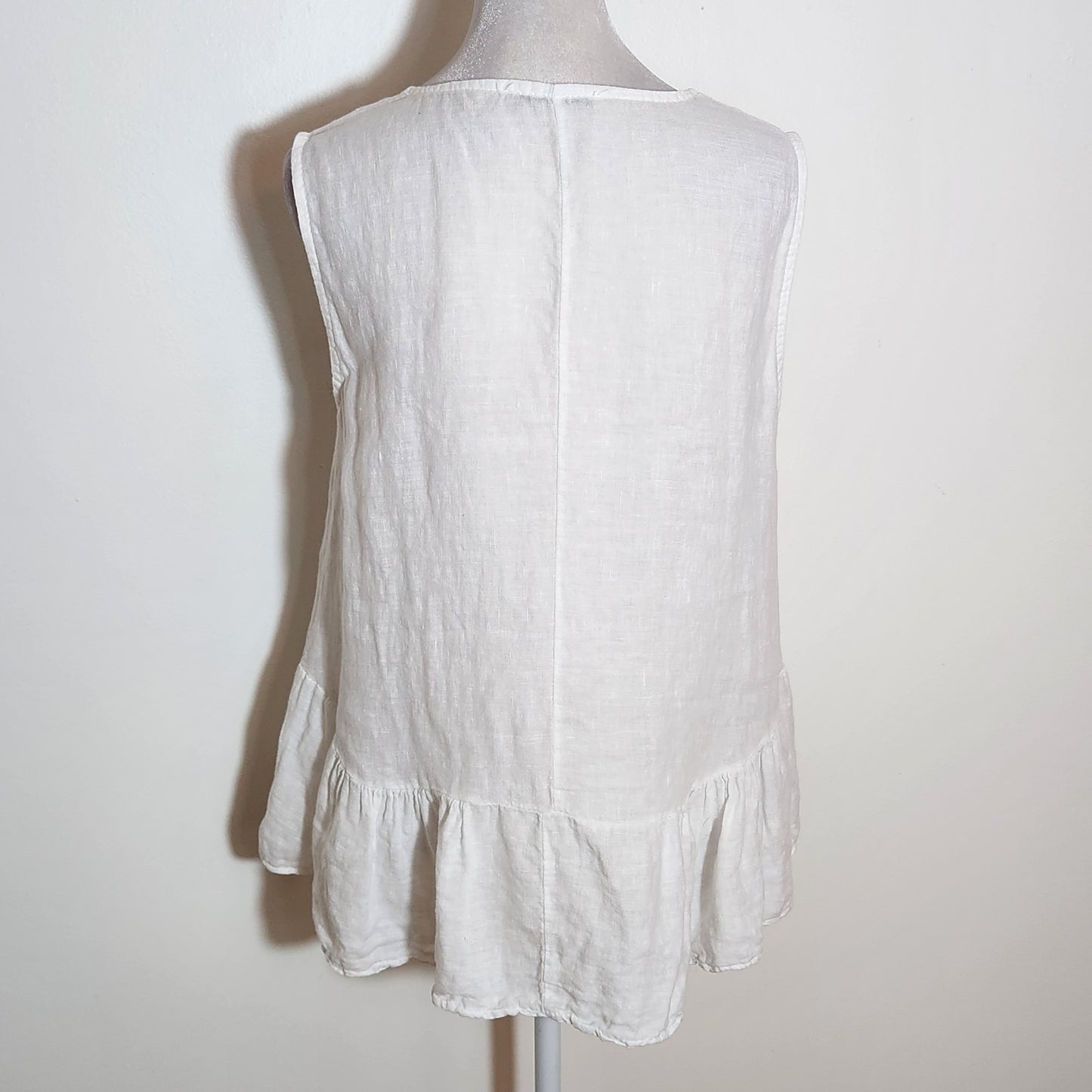 Francesca Bettini White Linen Sleeveless Blouse Size Small
