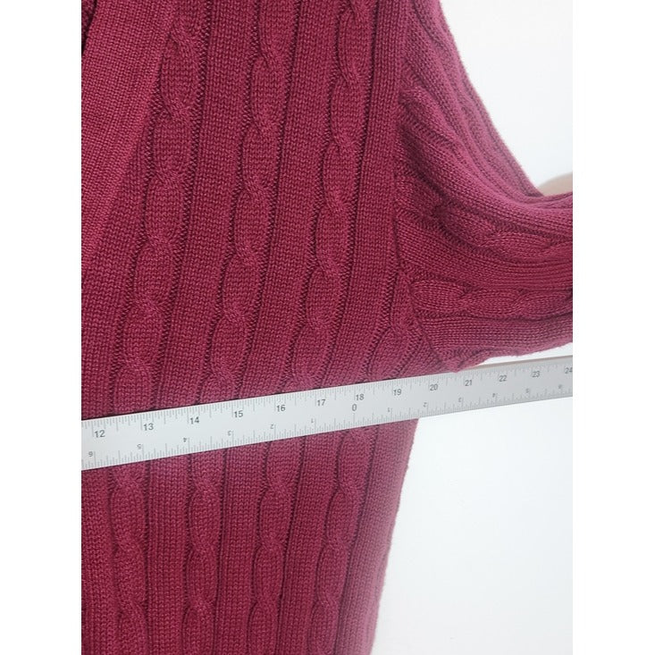 Lord Jeff Mens Burgundy Cable Knit Button Front Cardigan Sweater Size Large
