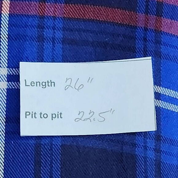 Como Vintage Navy and Red Plaid Button Down Shirt Size Large Preppy Plaid Shirt