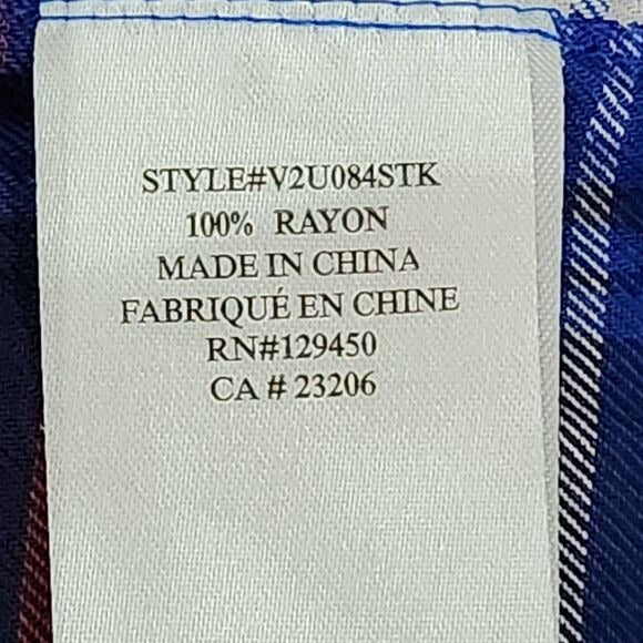 Como Vintage Navy and Red Plaid Button Down Shirt Size Large Preppy Plaid Shirt