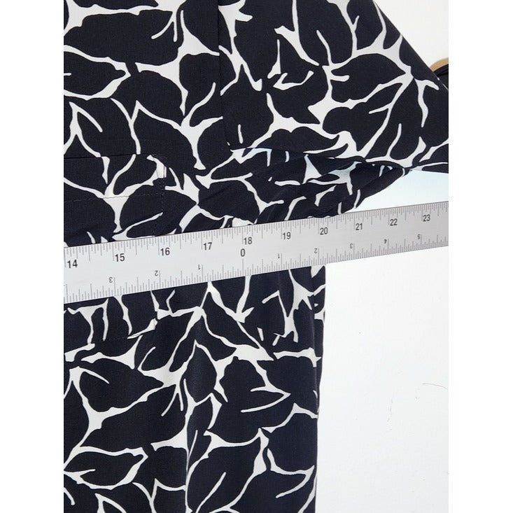 LOFT Black and White Leaf Print Short Romper Size 6 NWT