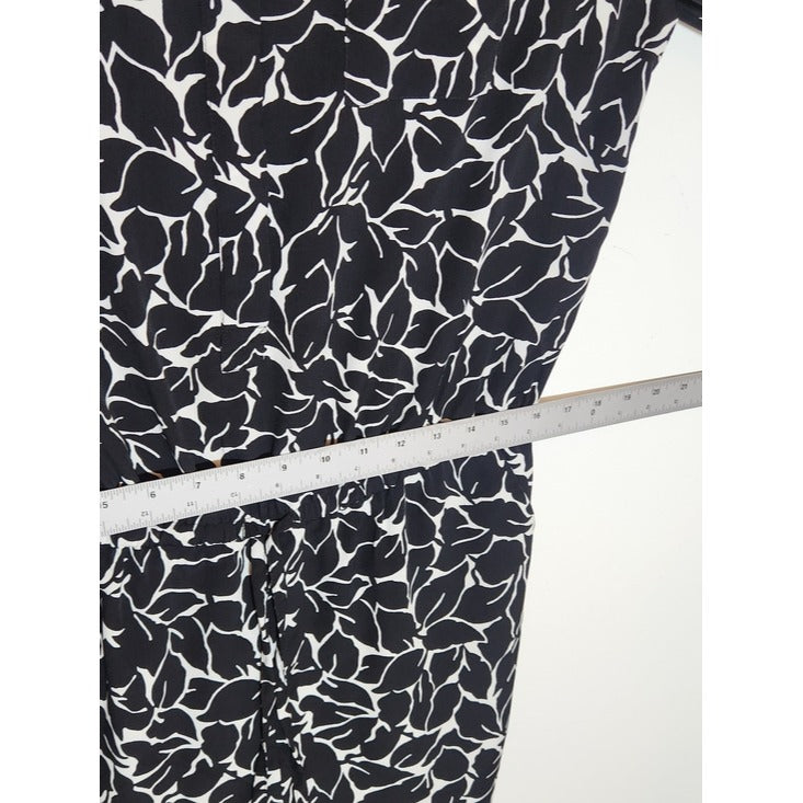 LOFT Black and White Leaf Print Short Romper Size 6 NWT