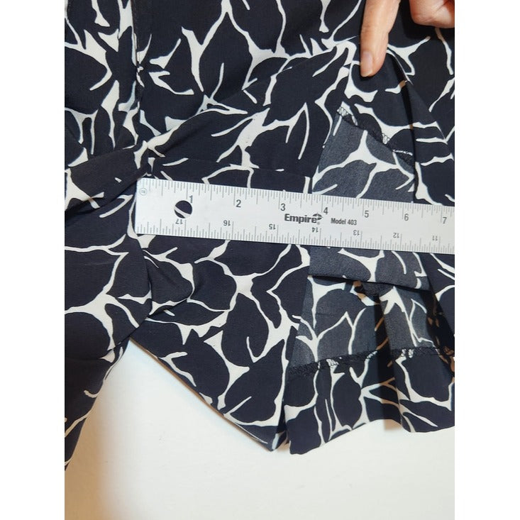 LOFT Black and White Leaf Print Short Romper Size 6 NWT