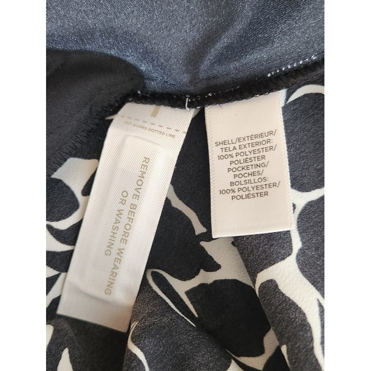 LOFT Black and White Leaf Print Short Romper Size 6 NWT