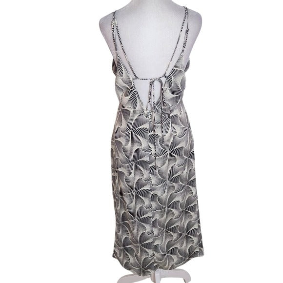 Urban Outfitters Black and White Print Satin Slip Midi Dress Size Small