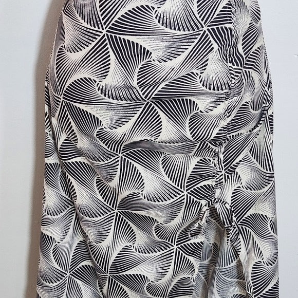 Urban Outfitters Black and White Print Satin Slip Midi Dress Size Small