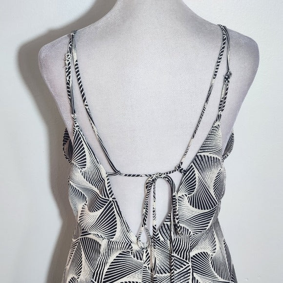 Urban Outfitters Black and White Print Satin Slip Midi Dress Size Small