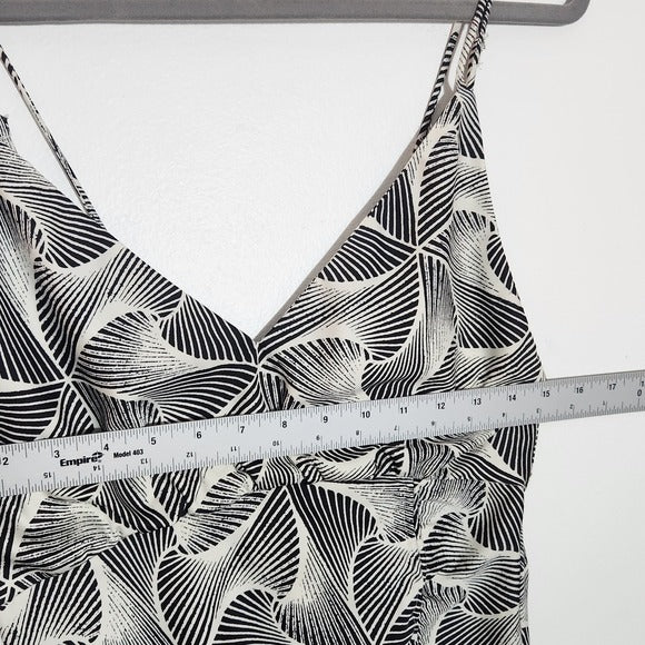 Urban Outfitters Black and White Print Satin Slip Midi Dress Size Small