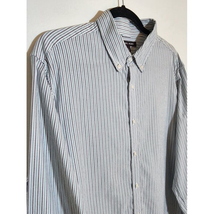Michael Kors Black and Green Striped Long Sleeve Dress Shirt Size XL