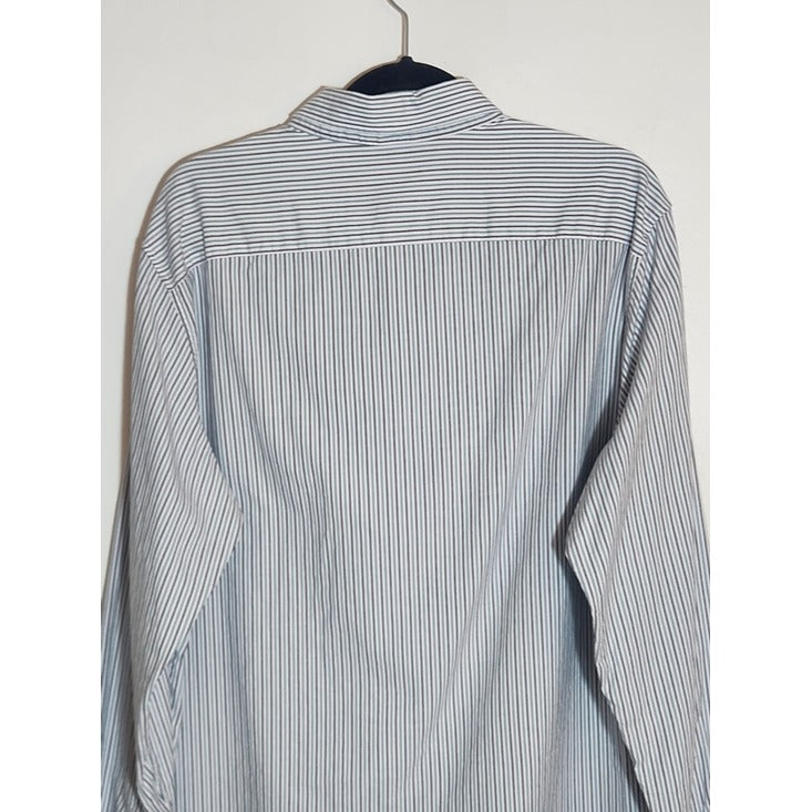 Michael Kors Black and Green Striped Long Sleeve Dress Shirt Size XL