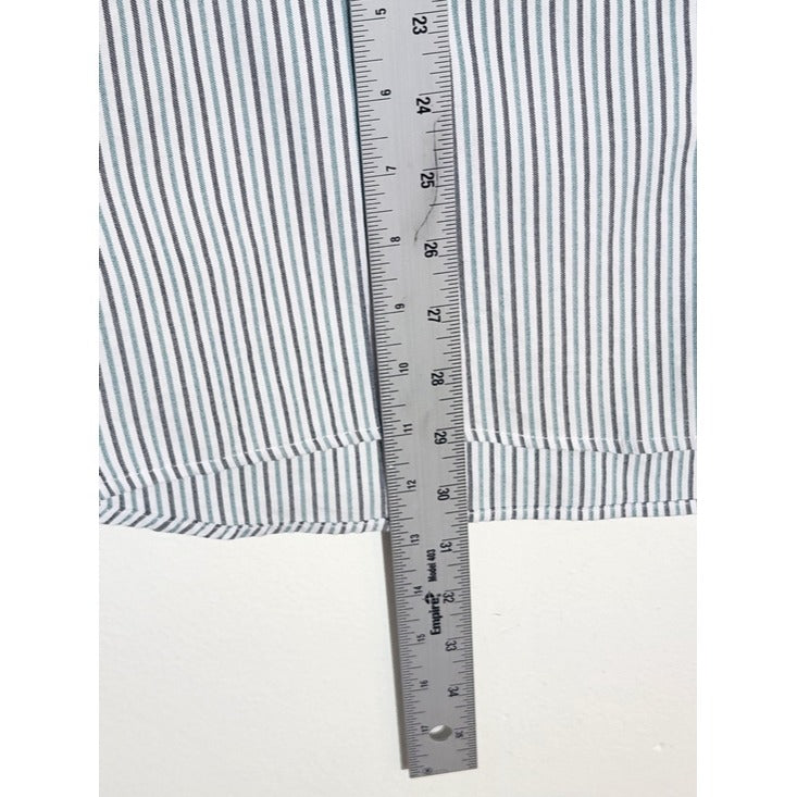 Michael Kors Black and Green Striped Long Sleeve Dress Shirt Size XL