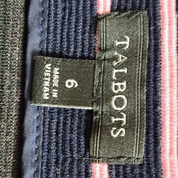 Talbots Navy and Pink Striped Skirt Size 6 Talbots Preppy Striped Knit Skirt