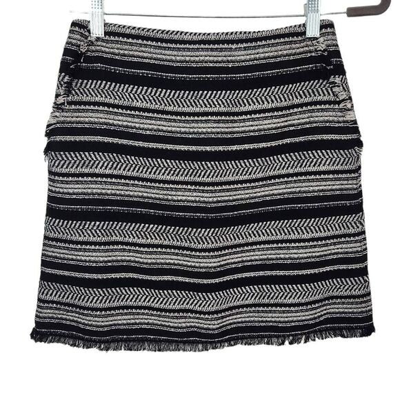 LOFT Black and White Tweed Pencil Skirt Size 00 Tweed Mini Skirt