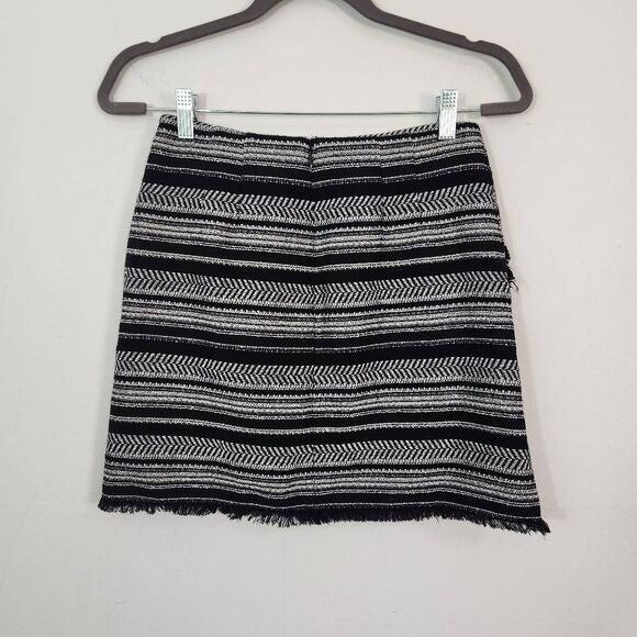 LOFT Black and White Tweed Pencil Skirt Size 00 Tweed Mini Skirt