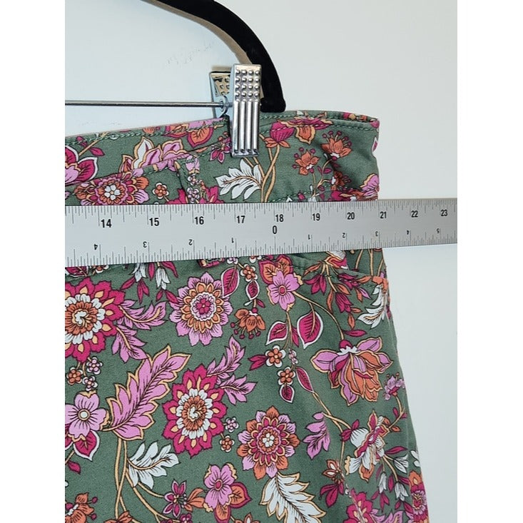 St. John's Bay Green and Pink Floral Bermuda Shorts Size 20